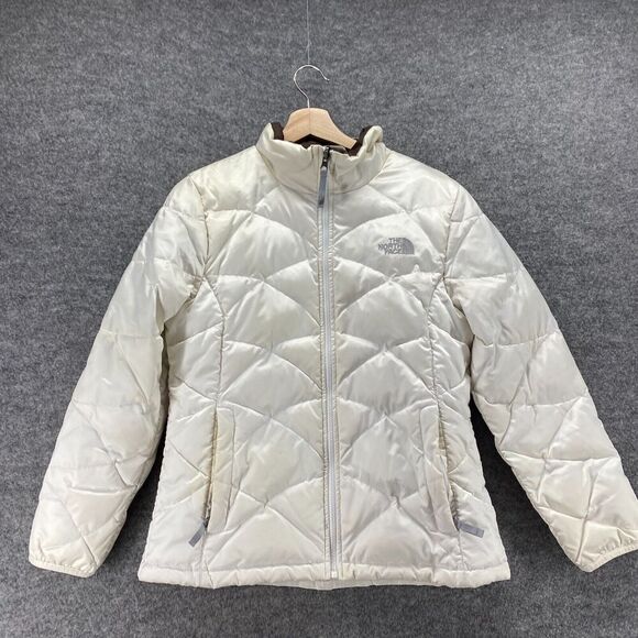 The Norht Face Quilted Jacket Girls XL White Full Zip Down Long Sleeve High Neck - Picture 4 of 15